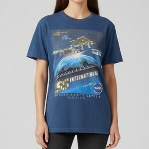 NASA Space Station Shirt‎ International Size Small Adult Unisex Blue Graphic Tee